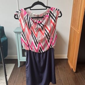 Eliza J Pink and Red Chevron Dress